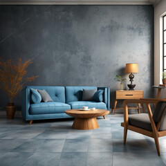 Modern vintage interior living room with sofa and coffee table