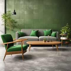 Modern vintage interior living room with sofa and coffee table