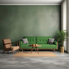 Modern vintage interior living room with sofa and coffee table