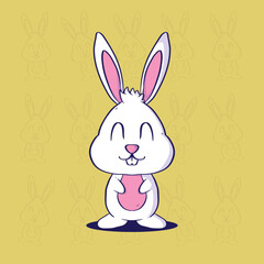 Fototapeta premium Cute Cartoon Mascot Illustration of Bunny. Easter Bunny Vector Illustration. Cute Rabbit Mascot Illustration