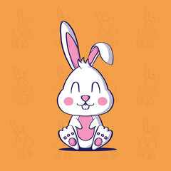 Cute Cartoon Mascot Illustration of Bunny. Easter Bunny Vector Illustration. Cute Rabbit Mascot Illustration