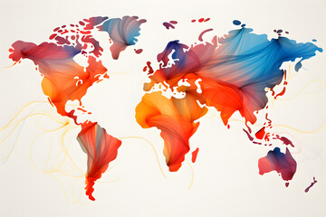 colourful map of the world isolated on white background