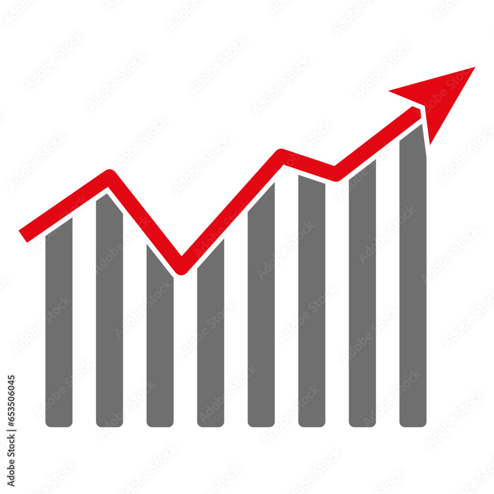 Aufkleber graph with up arrow. growing graph icon symbol. inflation graph sign. vector illustration. eps 10.