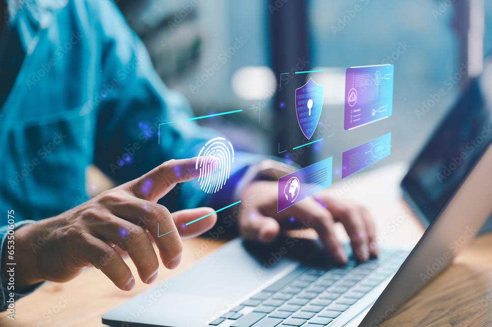 Poster user authentication system with biometric identification fingerprint username and password, cybersec