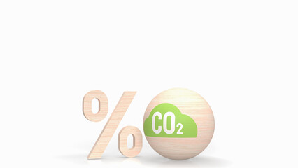 The Co2 icon on wood ball for ecological concept 3d rendering