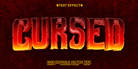 Dark Red and Yellow Cursed Editable Vector Text Effect