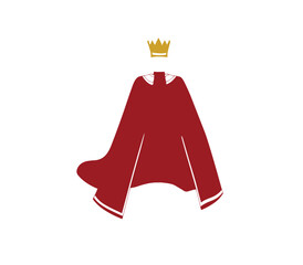 Cloak king Robe with crown Cartoon a red Costume Vector PNG Design Clothes