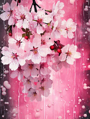 Pink Cherry Blossoms Abstract Background Illustration - Digitally Painted Wallpaper - Generative AI