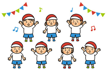 運動会のお遊戯ダンスイラスト