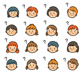 いろいろな子どもの悩む顔セット