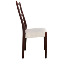 Midcentury modern dining room chair Vintage rosewood chair with fabric seat. Side view. No...