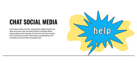 Vector illustration of word stickers helps in speech bubbles. Modern flat in continuous line style.