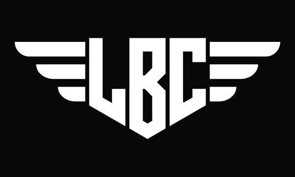 LBC three letter logo, creative wings shape logo design vector template. letter mark, word mark, monogram symbol on black & white.