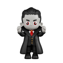 3d Cartoon Dracula Vampire Excited Pose. This asset is suitable for various design projects related to fantasy, magic, children's books, illustrations, and cartoons.