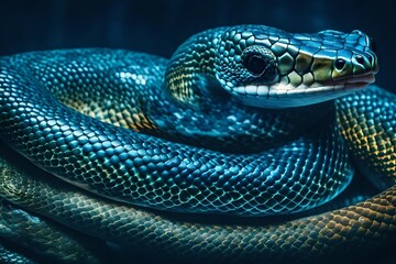 Obraz premium snake on a blue background