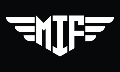 MIF three letter logo, creative wings shape logo design vector template. letter mark, word mark, monogram symbol on black & white. - obrazy, fototapety, plakaty