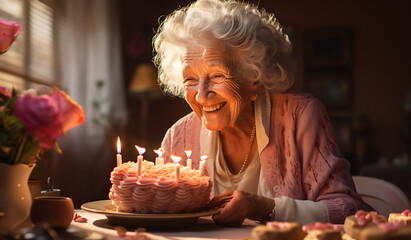 an older woman celebrating her birthday