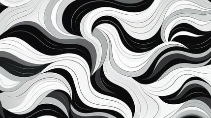Monochromatic continuous pattern with an abstract curve shape, Generative AI.