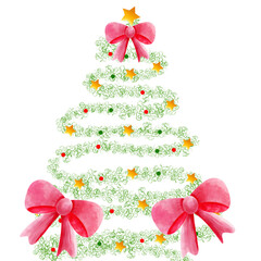 christmas tree with ribbon