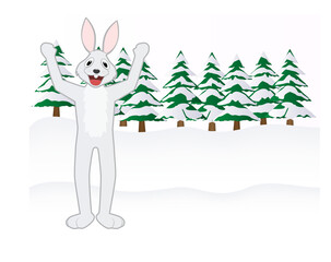 A rabbit in a snowy forest
