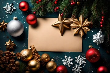 Fototapeta na wymiar Christmas card with decorations