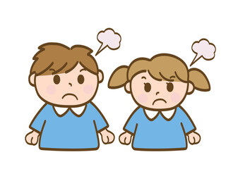 怒っている男の子と女の子_保育園児の兄妹