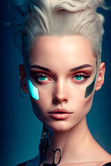 Young Beautiful Girl In Futuristic Cyborg Style AI Generated