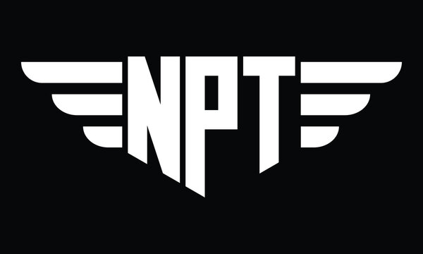 NPT three letter logo, creative wings shape logo design vector template. letter mark, word mark, monogram symbol on black & white.