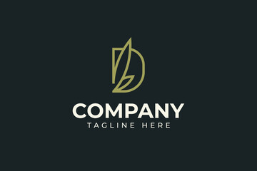 Letter D with leaf floral abstract concept logo design