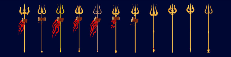 Golden Trishul Weapon For Happy Maha Shivratri, Durga Puja And Other Festival