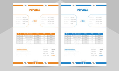 Professional modern business invoice design , vector file layout template
