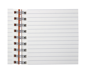 Blank notebook paper with ring spine on transparent background png file