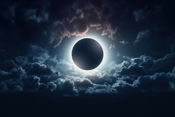 Solar eclipse or Lunar eclipse with the cloud on the sky background.