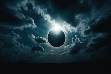 Obraz premium Solar eclipse or Lunar eclipse with the cloud on the sky background.