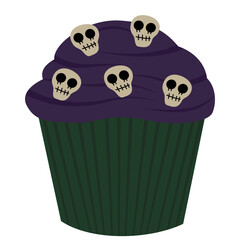 cupcake, pumpkin, party, vector, holiday, illustration,  candy, spooky, cartoon, sweet, dessert, set, treat,  scary, cute, decoration, bat, food, fun, cake, ghost, spider, 