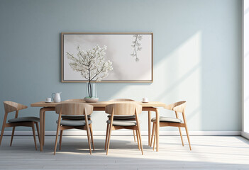 modern dining scene in a room in the style of light gray