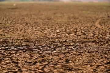 a barren ground, desert, dry lake