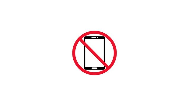 Smart phone forbidden sign, No Phone Sign Animation. stop sign caution message. k1_1458
