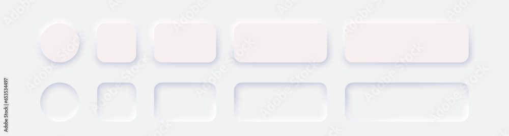 Aufkleber white color buttons. neumorphism design style white buttons. vector.