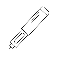 Insulin pen outline icon, diabetic syringe line art vector, insulin injection pen linear style vector illustration isolated on white background.