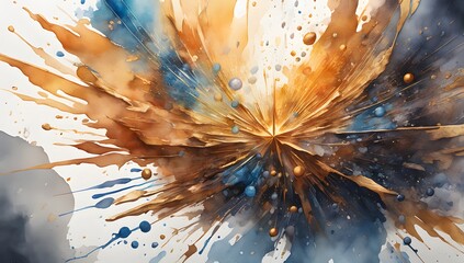 Abstract Blue and Orange Color Explosion Background, Particles, Matte, AI Generated