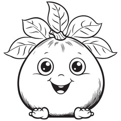 Happy Guava Line art Coloring Page vector illustration