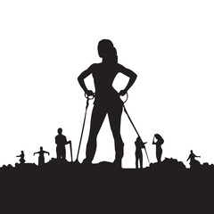 Women Worker Leader Silhouette Vector illustration