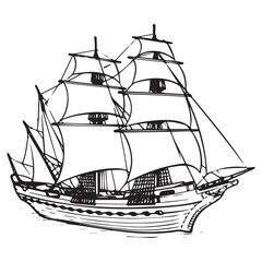Artistic Exporter Ship Line art sketch coloring page graphic design