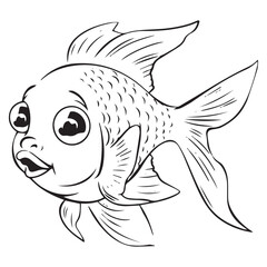 Cute fish cartoon coloring page graphic design for kids