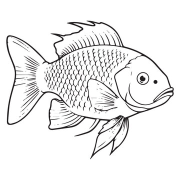 recommend clip art: Fish sketch line art coloring page vector illustration