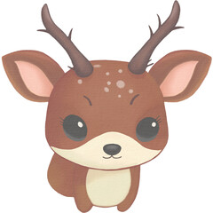Cute little deer illustration watercolor PNG
