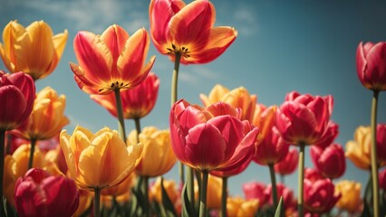 Fototapeta premium red and yellow tulips