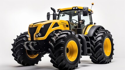 Obraz premium A Close - up view of modern wheeled tractor isolated on clear background.