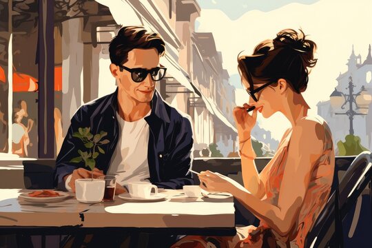 two people in cafe